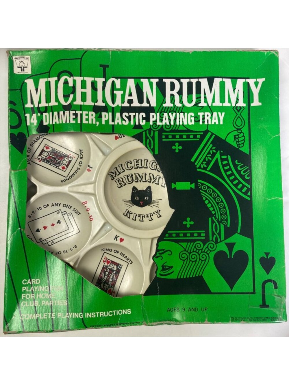 Vintage 60s Transogram Michigan Rummy Kitty Plastic Play Tray Original Box